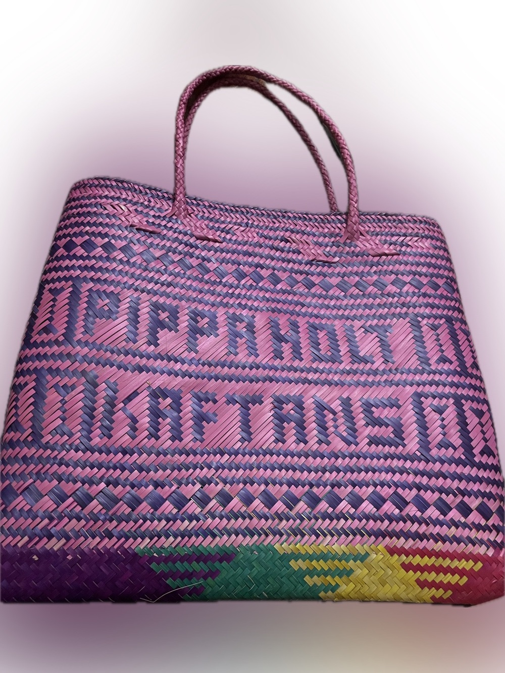 Vintage Pippa Holt Handwoven Pink and Purple Tote Bag